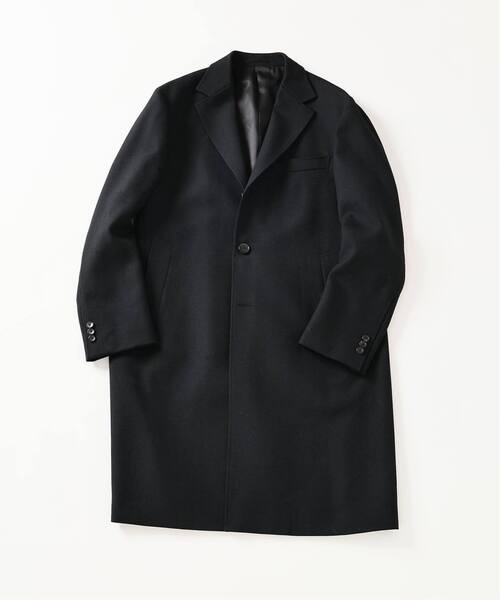 【美品】 EDIFICE エディフィス 高級 チェスターコート ブラック 黒 M EDIFICE（エディフィス） チェスターコート コート ウール ギャバジン