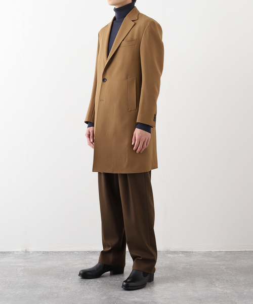 チェスターコート　エディフィス　キャメル　Lサイズ EDIFICE（エディフィス） チェスターコート コート ウール ギャバジン