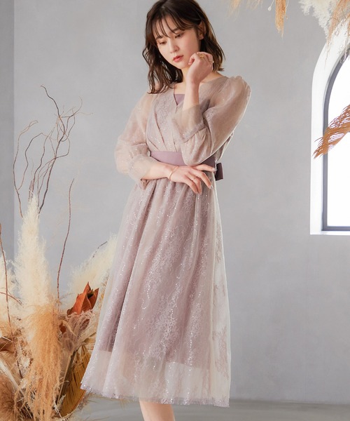 「niana」 7分袖ワンピース M モスグリーン レディース_画像2