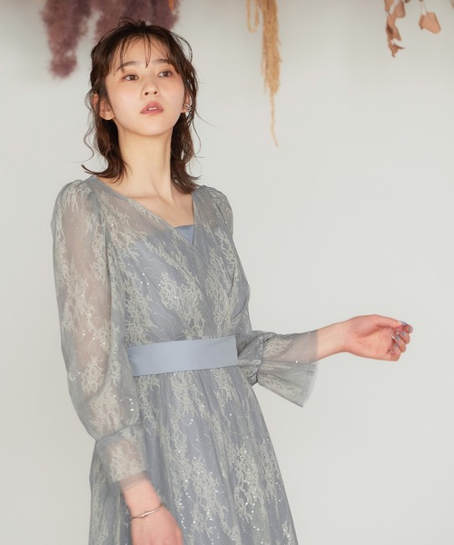 「niana」 7分袖ワンピース M モスグリーン レディース_画像7