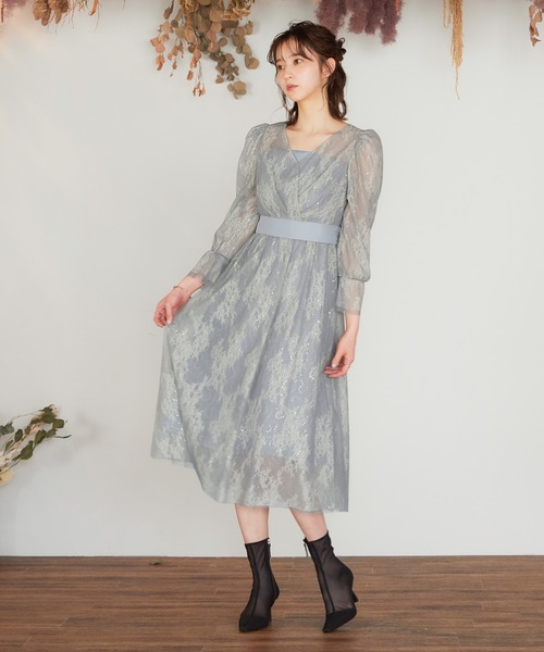 「niana」 7分袖ワンピース M モスグリーン レディース_画像8