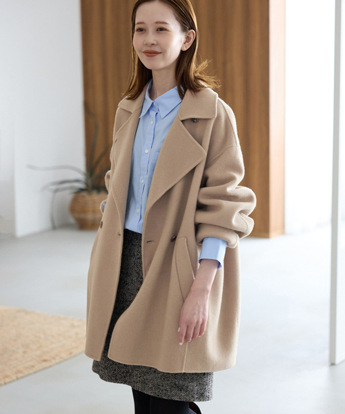 FASHIRU ファシル ウールダブルフェイスミドルコート 未使用 リバー