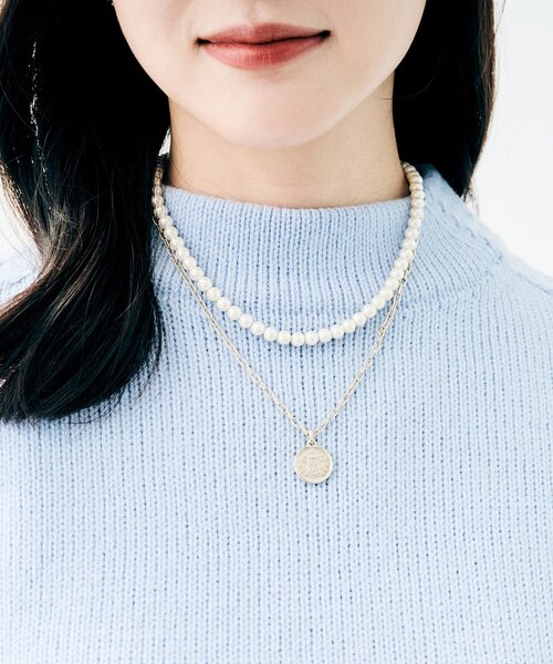 ネックレス 「Made In Japan」ガラスパールレイヤードネックレス レディースの画像