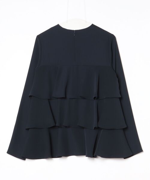 「YOKO CHAN」 フリル長袖ブラウス 38 ネイビー レディース_画像2