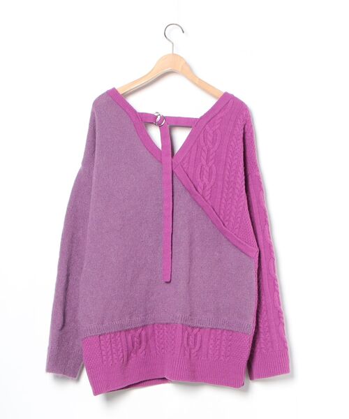 「MURRAL」 ニットカーディガン FREE パープル レディース_画像2