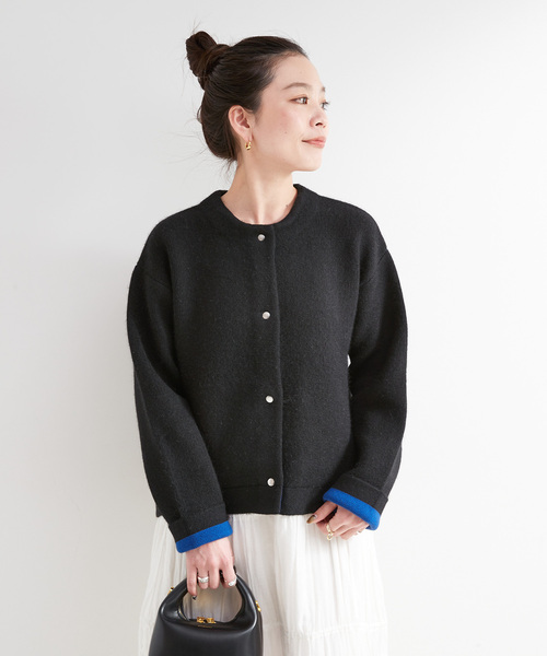 「B.C STOCK」 「Simplicite」ニットカーディガン FREE ブラック レディース_画像5