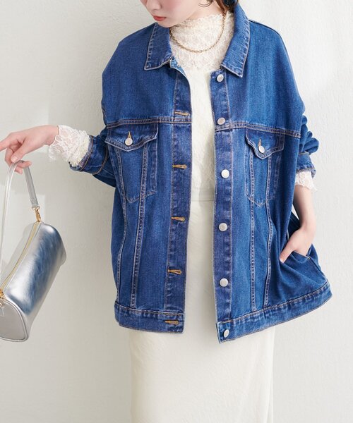 デニムジャケット Gジャン　ジャケット　レディース　ジャケット　ノベルティ　ロゴ natural couture デニムジャケット gジャン ビッグシルエットデニム
