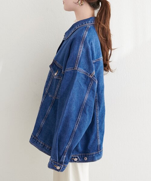 デニムジャケット Gジャン　ジャケット　レディース　ジャケット　ノベルティ　ロゴ natural couture デニムジャケット gジャン ビッグシルエットデニム