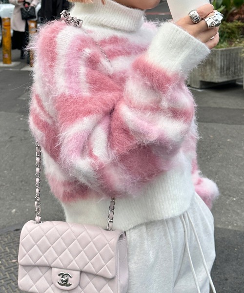 「w closet」 長袖ニット FREE ピンク レディース_画像4