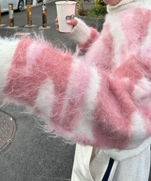 「w closet」 長袖ニット FREE ピンク レディース_画像6