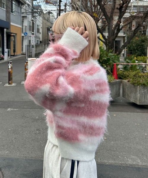 「w closet」 長袖ニット FREE ピンク レディース_画像7