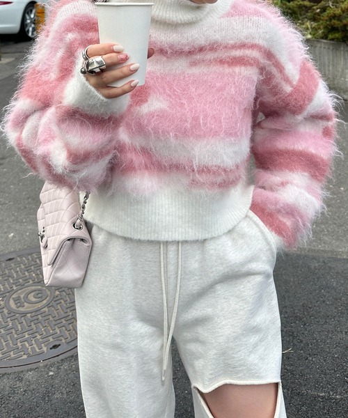 「w closet」 長袖ニット FREE ピンク レディース_画像8