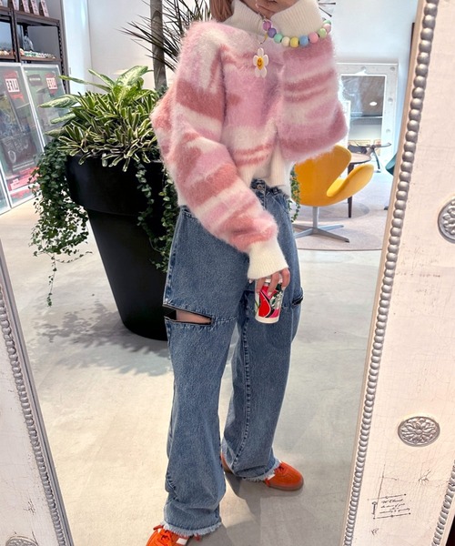 「w closet」 長袖ニット FREE ピンク レディース_画像10