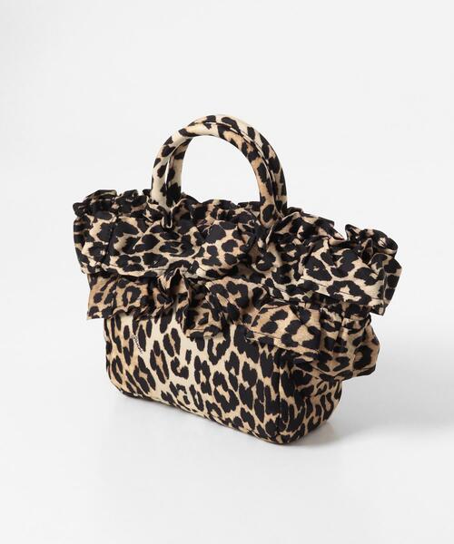 GANNI バッグ キルティング レオパード GANNI（ガニー） トートバッグ GANNI MINI SHOPPER RUFFLE PRINT
