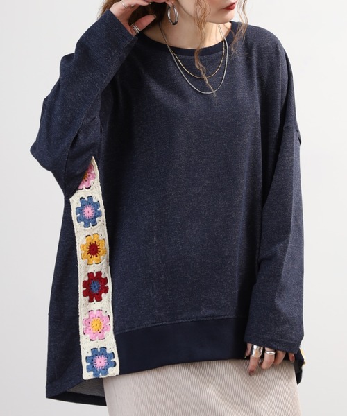 Quelle Chance（ケルシャンス） tシャツ 脇クロシェ切替プルオーバー