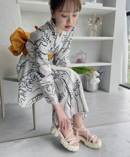 「Miniministore」 フラットサンダル 24.5cm アイボリー レディース_画像7