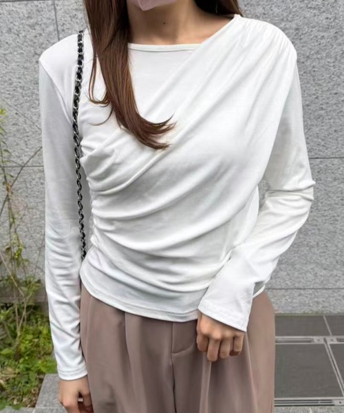tシャツ アシンメトリードレープトップス レディース : ZOZOTOWN Yahoo