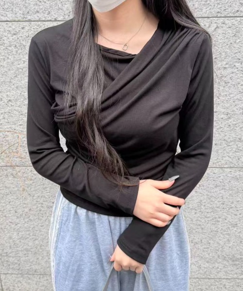tシャツ アシンメトリードレープトップス レディース : ZOZOTOWN Yahoo