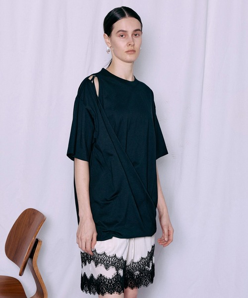 MAISON SPECIAL（メゾンスペシャル） tシャツ Asymmetrical Drape T