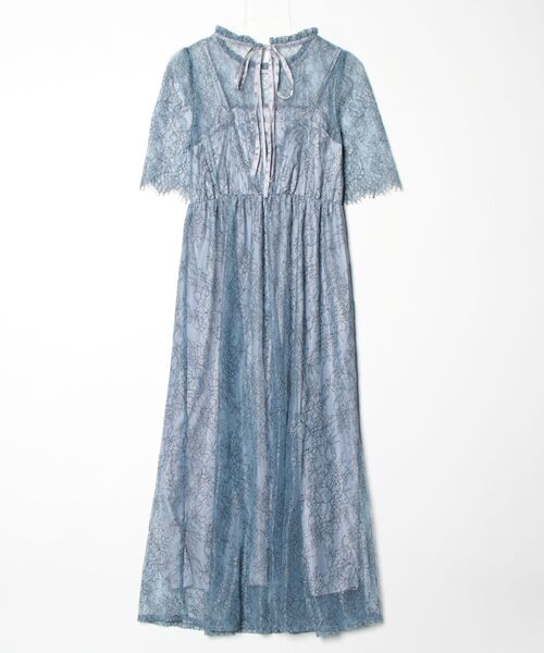 「PourVous」 半袖ワンピース M ブルー レディース_画像2