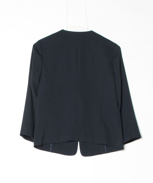 「NATURAL BEAUTY BASIC」 ノーカラージャケット SMALL ネイビー レディース