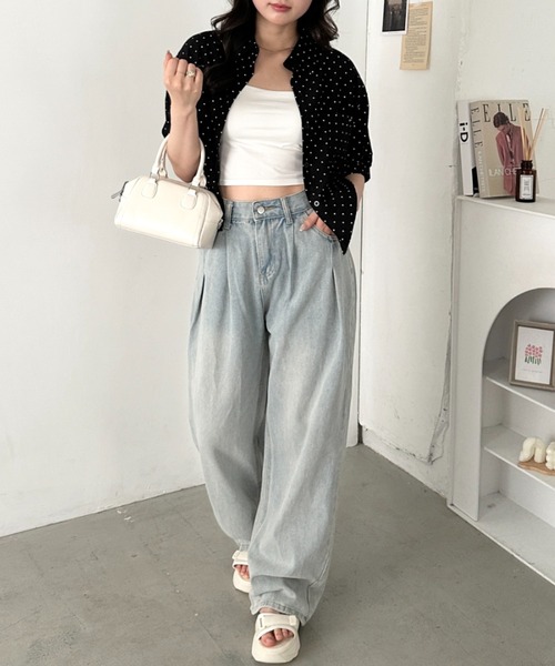 CLEA ブラウス シャツ 半袖 ドット柄シアー半袖シャツブラウス