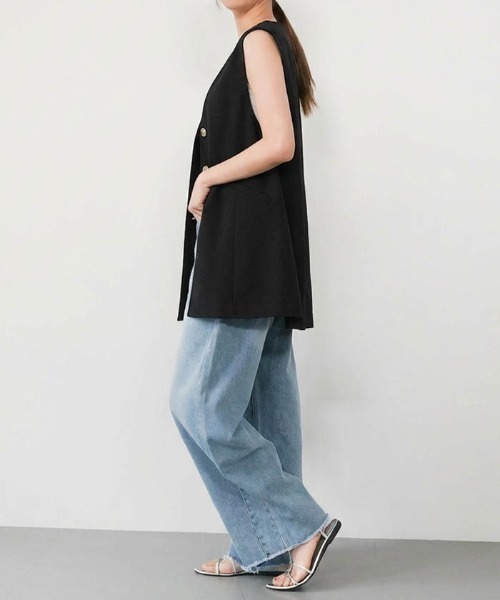 ベスト ジレ リネンライクノーカラージレ レディース : ZOZOTOWN Yahoo