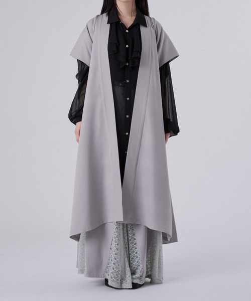 狐独 シャツ ラッフル襟ロングシアーシャツ メンズ レディース 