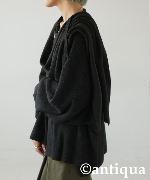 「antiqua」 ニットカーディガン ONESIZE ブラック レディース_画像9