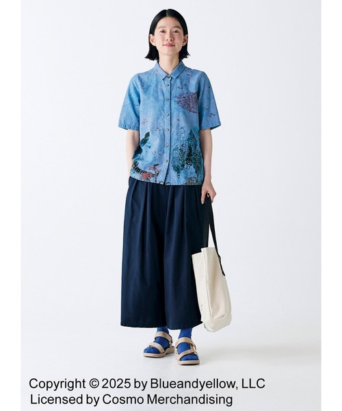 「Sunny clouds」 半袖シャツ L ブルー系その他 レディース_画像2