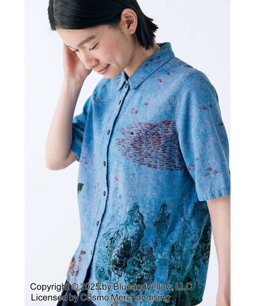 「Sunny clouds」 半袖シャツ L ブルー系その他 レディース_画像5