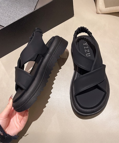「Miniministore」 フラットサンダル 25.0cm ブラック レディース_画像4