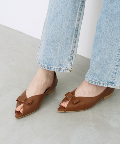 Launa lea ラウナレア パンプス 26秋冬 リボンオープントゥフラットパンプス 0634 ZOZOTOWN Yahoo 店 - 通販 - Yahoo ショッピング
