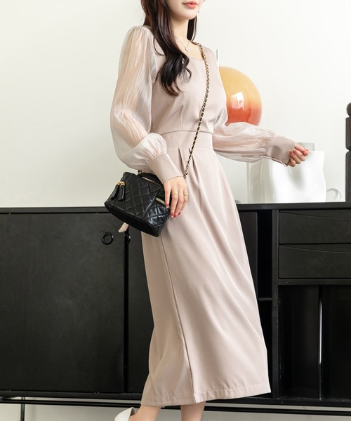 DAY CLOSET ワンピース レディース シースルーボリューム袖のバック