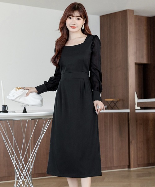 DAY CLOSET ワンピース レディース シースルーボリューム袖のバック