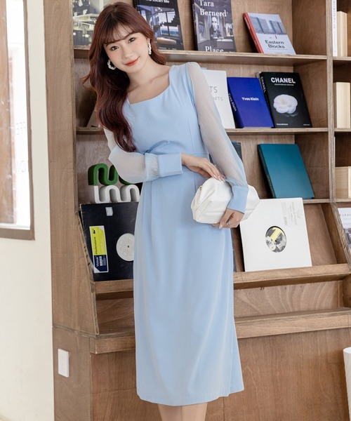 DAY CLOSET ワンピース レディース シースルーボリューム袖のバック