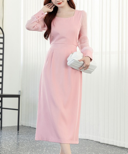 DAY CLOSET ワンピース レディース シースルーボリューム袖のバック