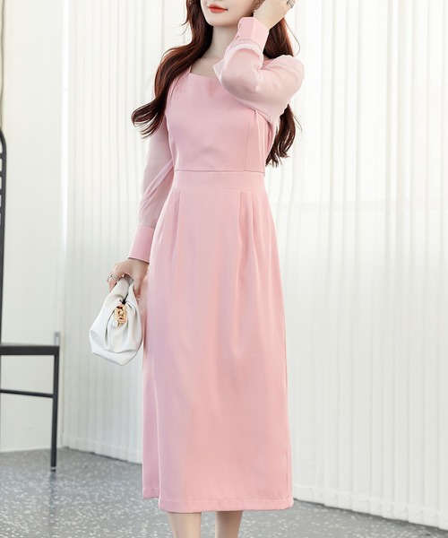 DAY CLOSET ワンピース レディース シースルーボリューム袖のバック