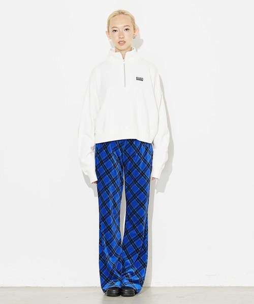 X-girl パンツ TARTAN PLAID FLARE PANTS レディース : ZOZOTOWN