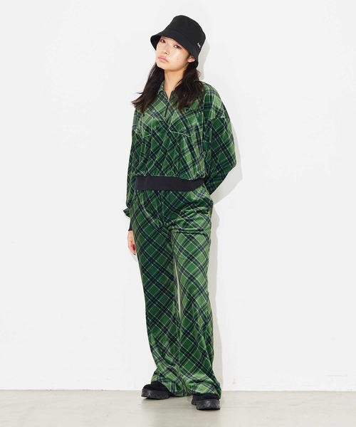 X-girl パンツ TARTAN PLAID FLARE PANTS レディース : ZOZOTOWN