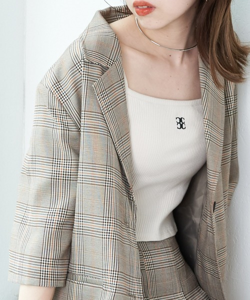 Chico（チコ） ジャケット テーラードジャケット チェック5分袖