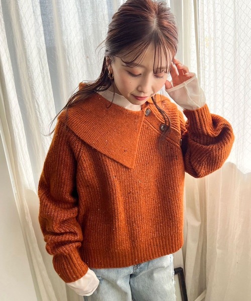 LOWRYS FARM（ローリーズファーム） ニット アシメカタボタンネップ