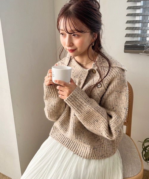 LOWRYS FARM（ローリーズファーム） ニット アシメカタボタンネップ