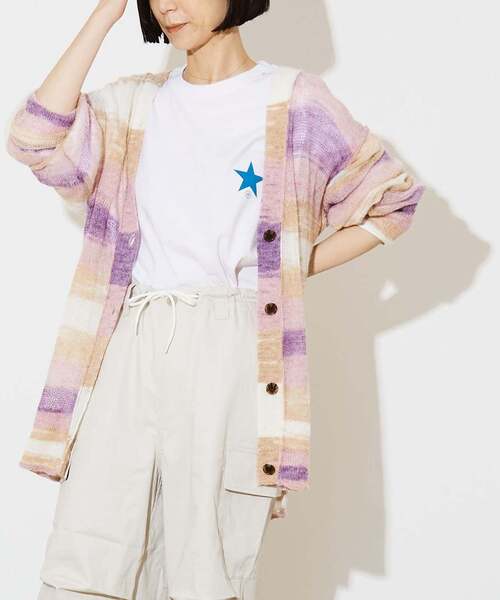 ニット セーター GRADATION SHEER KNIT CARDIGAN レディース