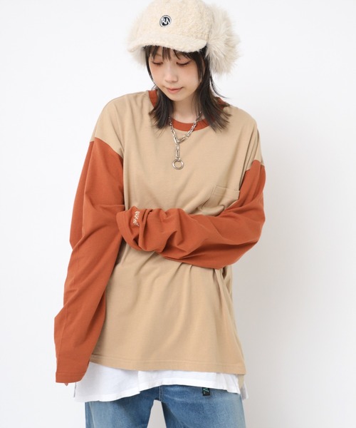 tシャツ M2202 ＲＮＡカラーコンビＢＩＧロンＴ レディース