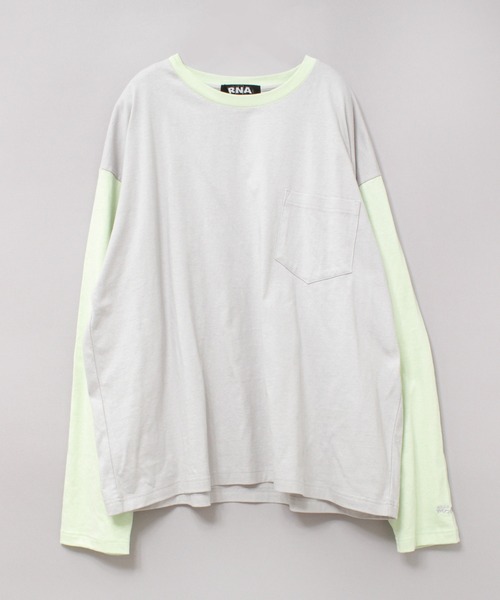 RNAカットソーコンビBIGシャツ RNA tシャツ M2202 RNAカラーコンビBIGロンT レディース