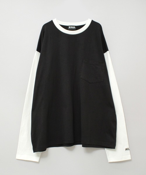 RNAカットソーコンビBIGシャツ RNA tシャツ M2202 RNAカラーコンビBIGロンT レディース