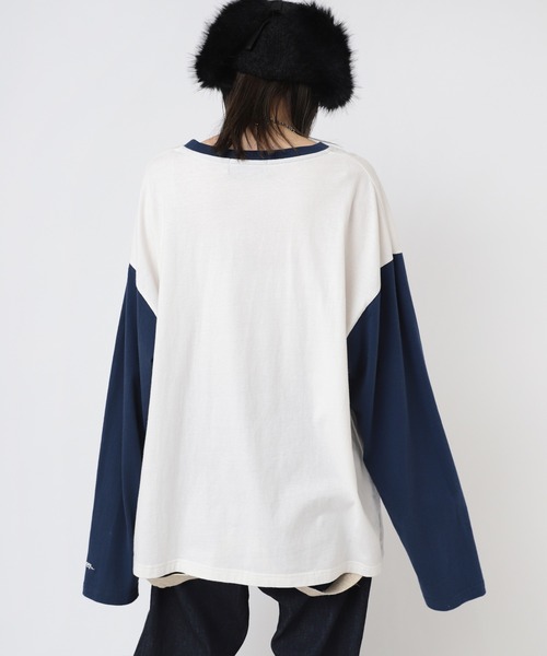RNAカットソーコンビBIGシャツ RNA tシャツ M2202 RNAカラーコンビBIGロンT レディース
