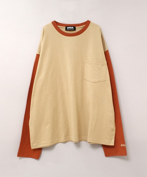 RNAカットソーコンビBIGシャツ RNA tシャツ M2202 RNAカラーコンビBIGロンT レディース