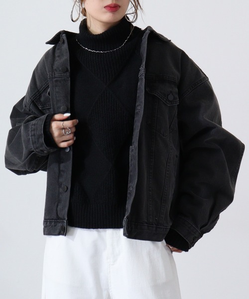 ニット セーター a.n.l 格子柄ハイネックニット レディース ニット セーター a.n.l 格子柄ハイネックニット レディース